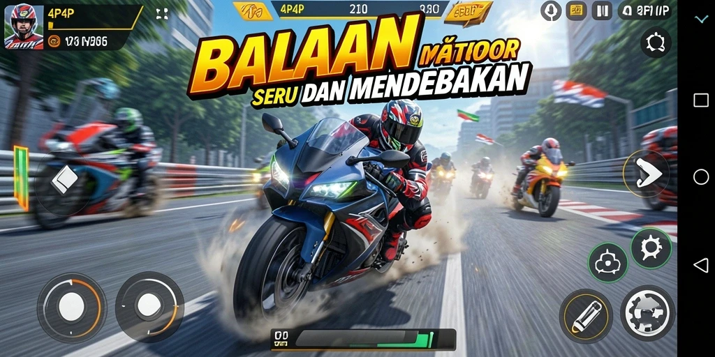 Gameplay seru dari balapan motor di 4P4P.