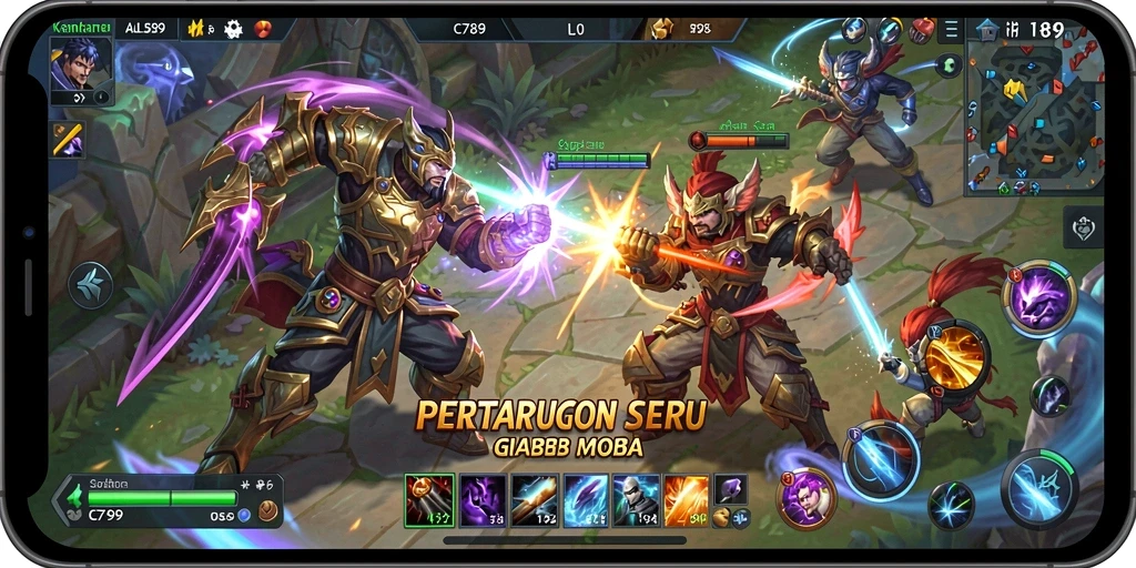 Screenshot gameplay C789 menampilkan aksi pertarungan yang dinamis.