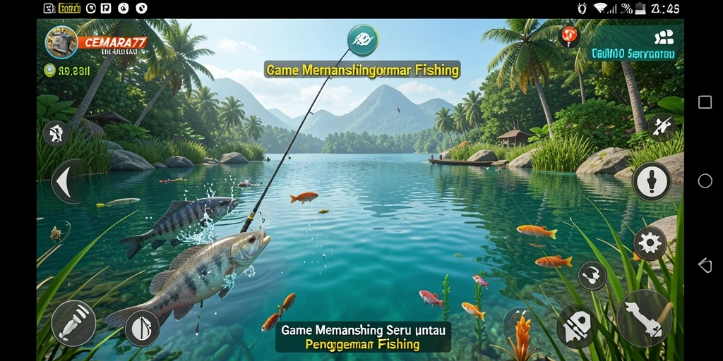 Tampilan gameplay CEMARA77 yang menarik saat memancing.