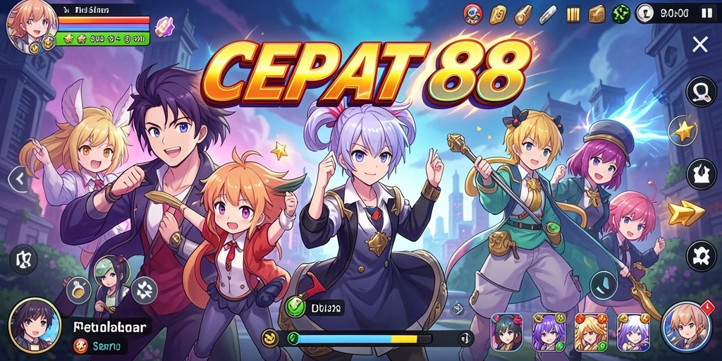 Screenshot menampilkan gameplay seru dari CEPAT88 dengan karakter anime ikonik.