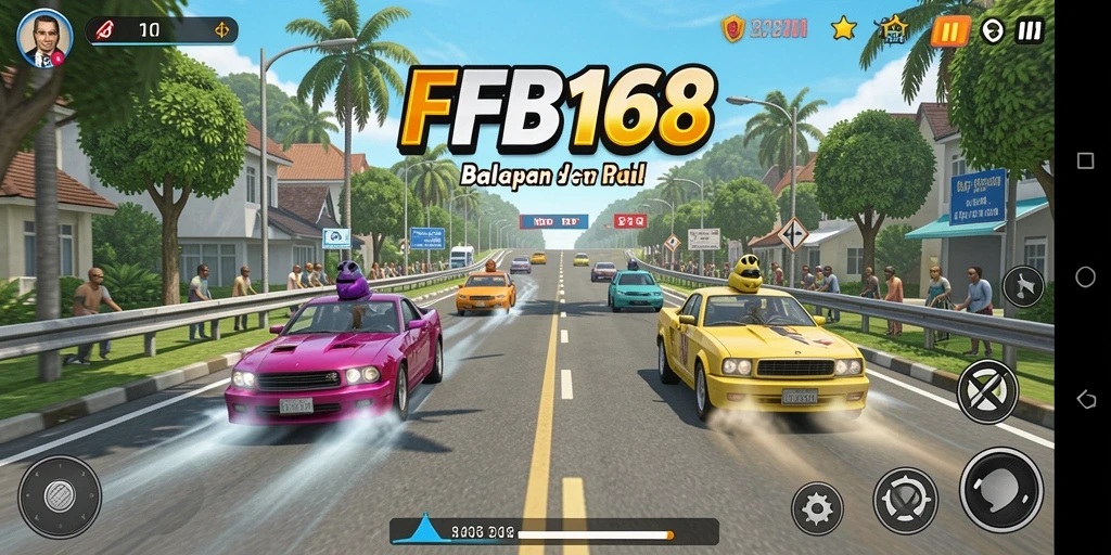 Tampilan gameplay <strong>FB168</strong> yang menegangkan dan mendebarkan saat balapan.