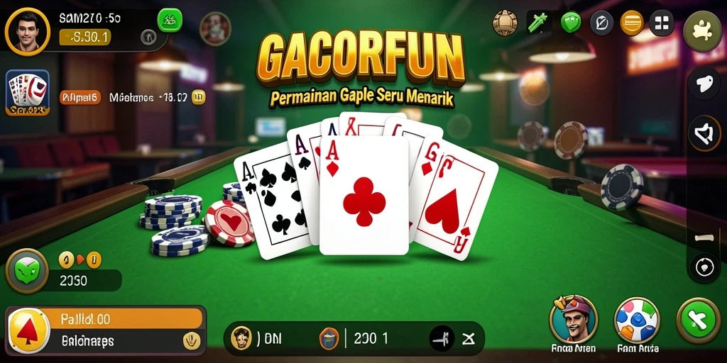 Tampilan gameplay GACORFUN yang menarik dan interaktif saat bermain Gaple.