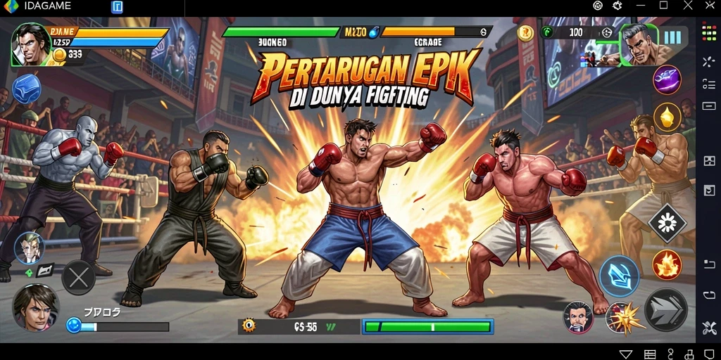 Screenshot IDAGAME menampilkan pertarungan mendebarkan dengan karakter ikonik.