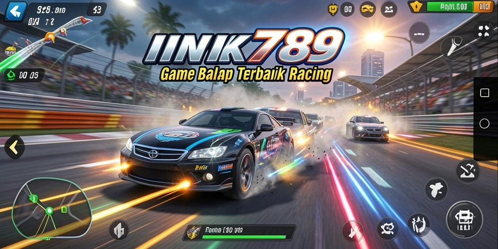 Tampilan gameplay mendebarkan dari INK789 saat balapan.