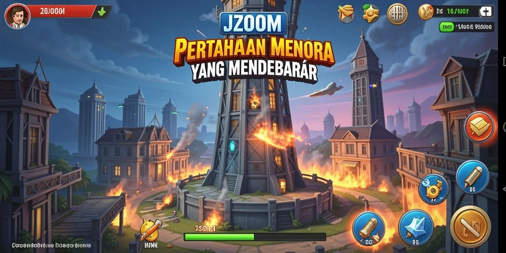 Tampilan menakjubkan dari gameplay Tower Defense J200M.