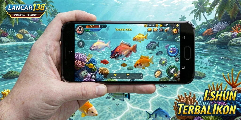 Menampilkan gameplay seru dari LANCAR138 dengan suasana Tembak Ikan.