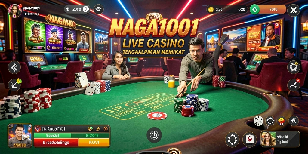 Tampilan gameplay Live Casino di NAGA1001 menunjukkan aksi seru dan interaksi dealer.