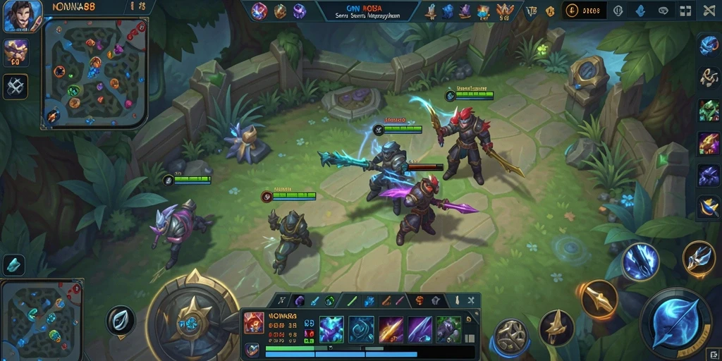 Screenshot gameplay NONA88 yang menampilkan aksi MOBA yang seru.