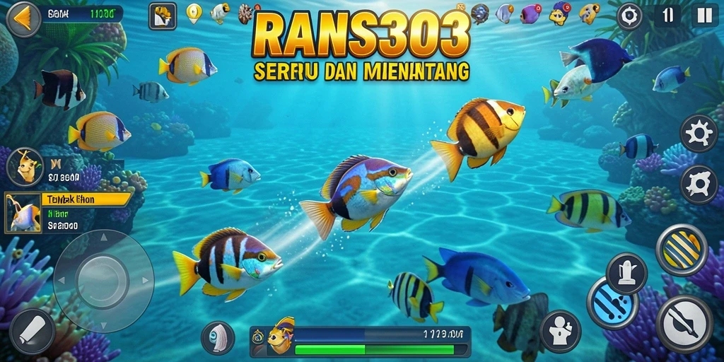 Gameplay menembak ikan yang seru dan menantang.