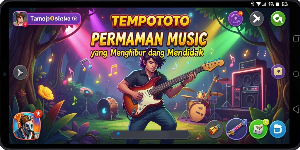 Tampilan gameplay TEMPOTOTO yang menarik dengan berbagai tantangan musik.